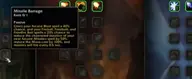 Missile Barrage talent tooltip in the WoW Forever Mage demo, listing a 40 percent chance from Arcane Blast and 20 percent from Fireball, Frostbolt and Frostfire Bolt