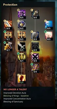 WoW Forever Paladin Protection talent tree in the community demo calculator, including Templar's Bulwark and Iron Creed