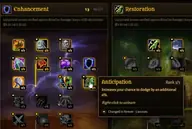 Tooltip des Talents Vorahnung im Verstärkungsbaum des WoW-Forever-Schamanen: drei Punkte für zusätzliche 6 Prozent Ausweichchance