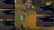 Tooltips zu Omen der Pein, Omen der Verdammnis und Omen der Verwüstung neben Fluch der Elemente und Fluch der Tollkühnheit, aus der WoW-Forever-Beta des Hexenmeisters