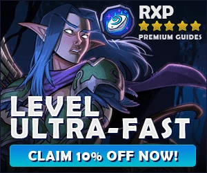 RestedXP leveling guides promotional square banner
