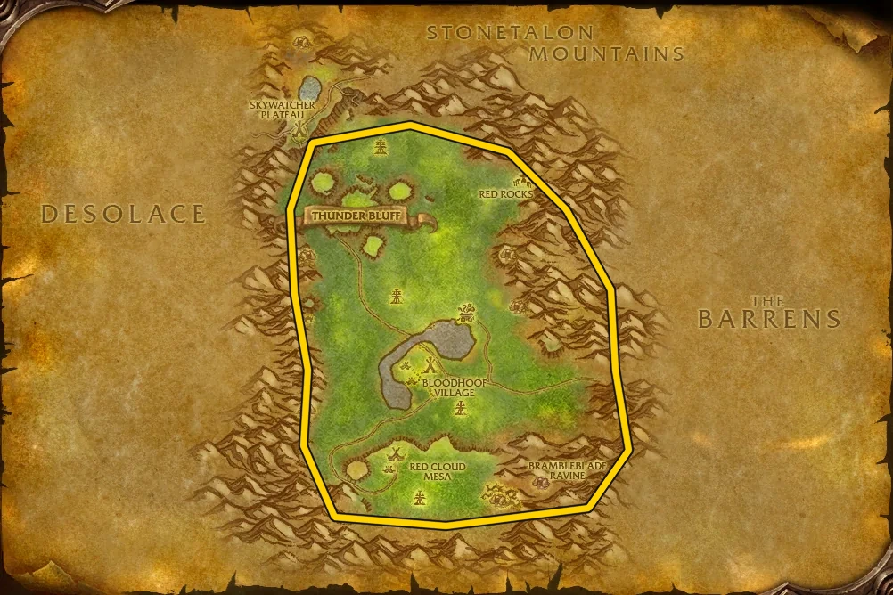 Circuito de minería provisional en el mapa de la zona de Mulgore