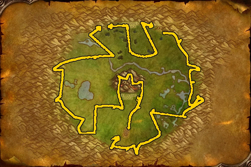 Circuito de minería provisional en el mapa de la zona de Cráter de Un'Goro