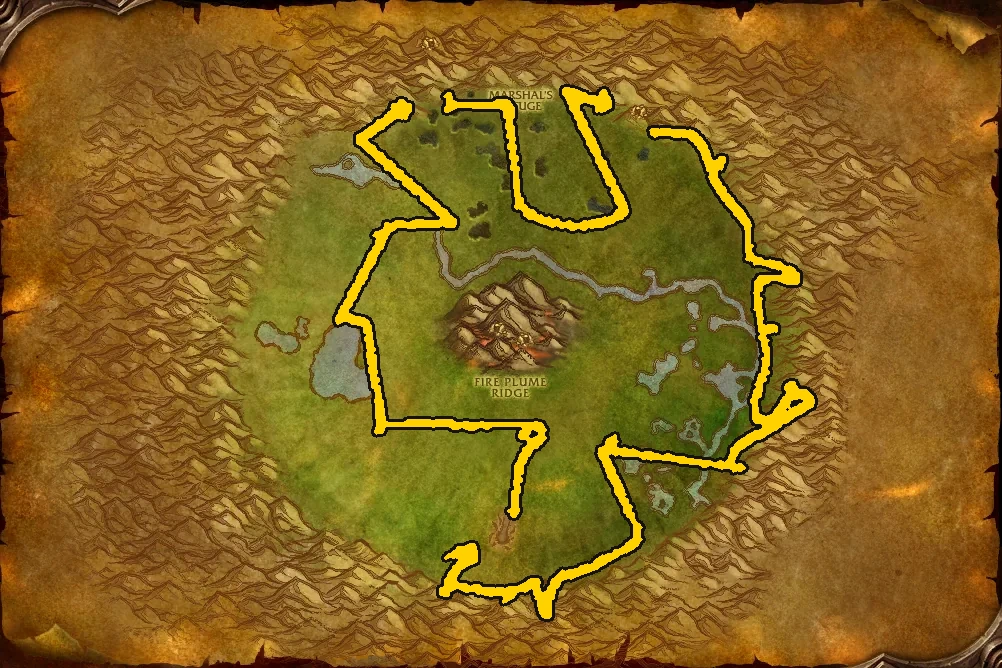 Circuito de minería provisional en el mapa de la zona de Cráter de Un'Goro