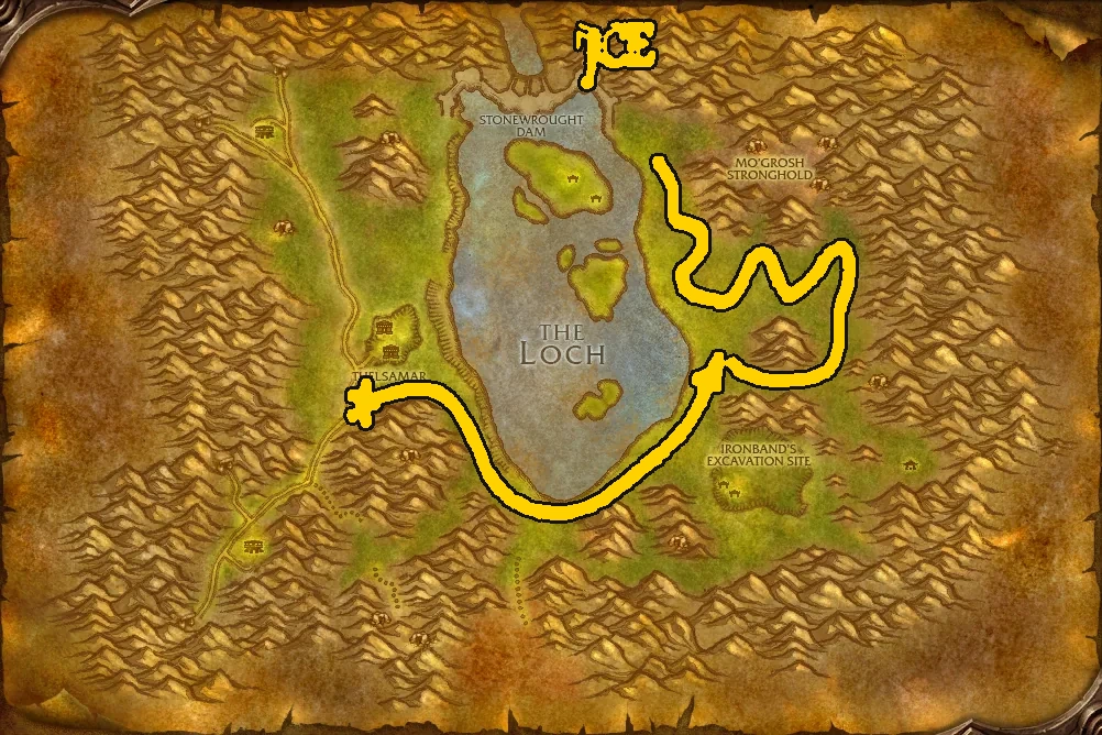 Entwurf einer Kürschnerei-Runde auf der Zonenkarte von Loch Modan