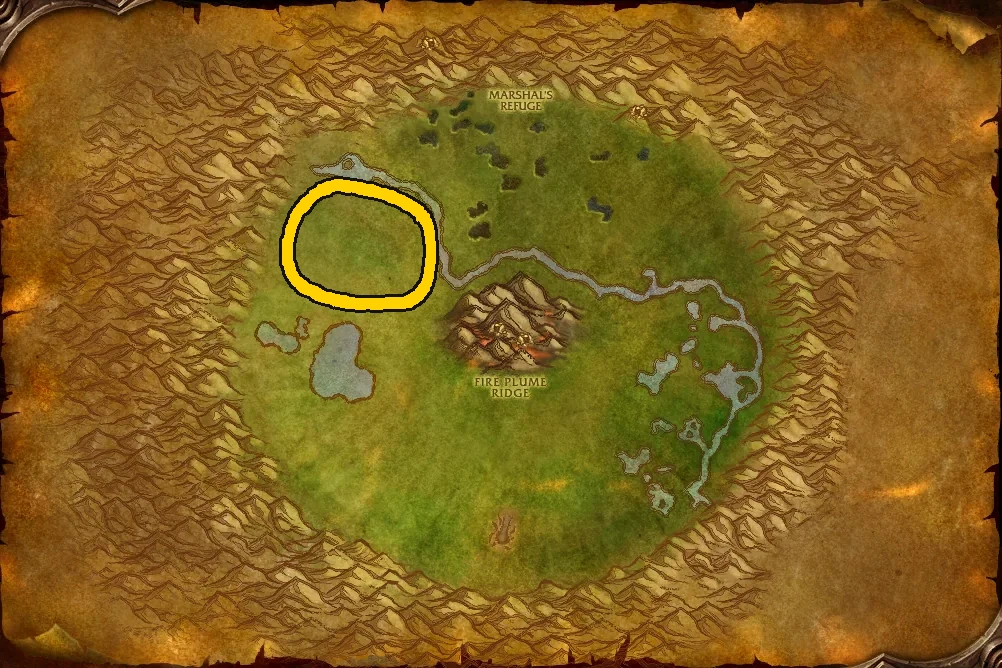 Entwurf einer Kürschnerei-Runde auf der Zonenkarte vom Un'Goro-Krater
