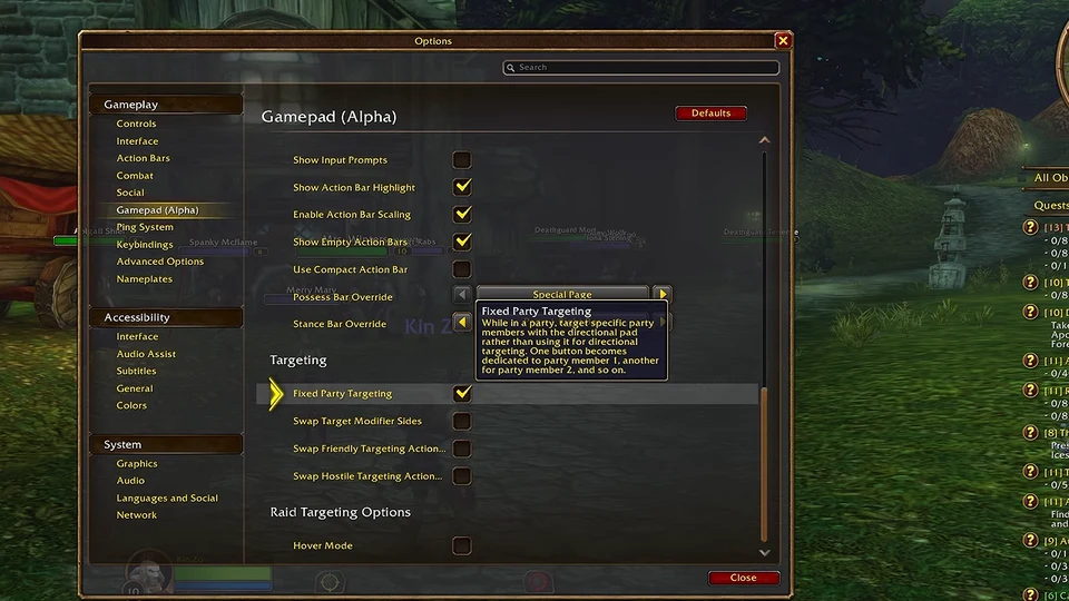 Gamepad Alpha options shown in Kinzo’s September 25 controller video